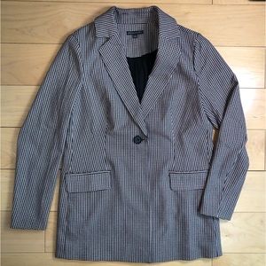 Adrianna Pappel Womens Houndstooth Single Breasted Mid Length jacket Blazer Sz S